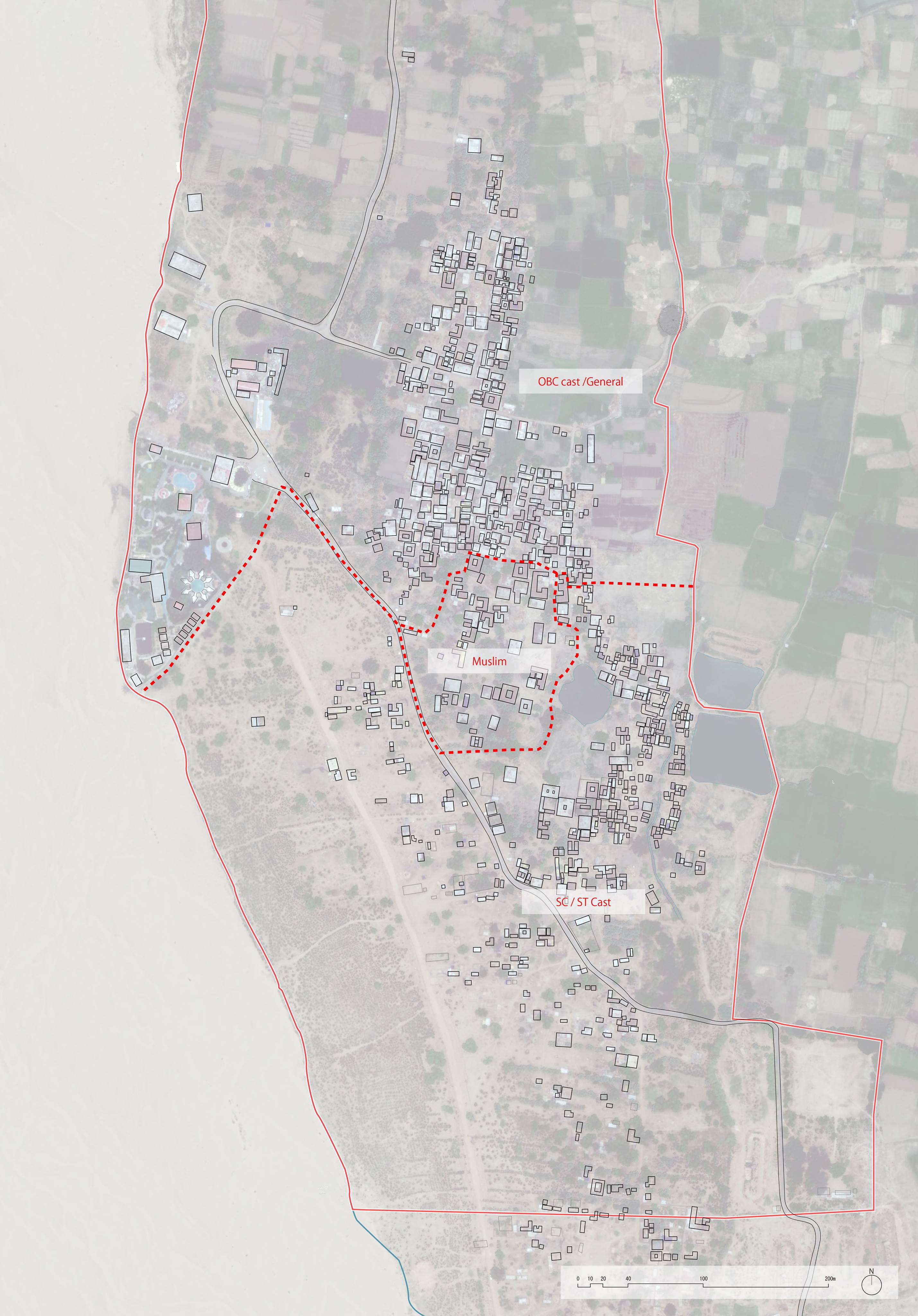 Fig.1.ハティヤール村のカースト分類マップ